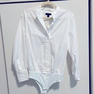 JCrew size 6 whit button down body suit.